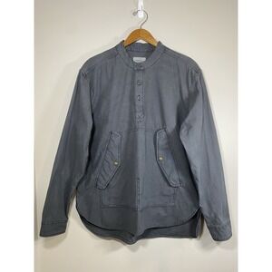 Gorpcore Pullover by Morata Mens XXL Grey Cotton Twill Band Collar Utility Shirt